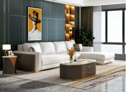 Ecksofa Polster Garnitur Wohnlandschaft L Form Dekor Designer Sofa Couch